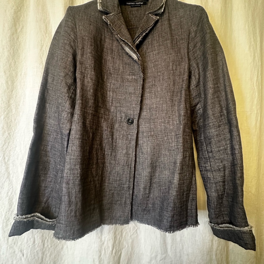 Elegant Charcoal Blazer by Hannes Roether Linen